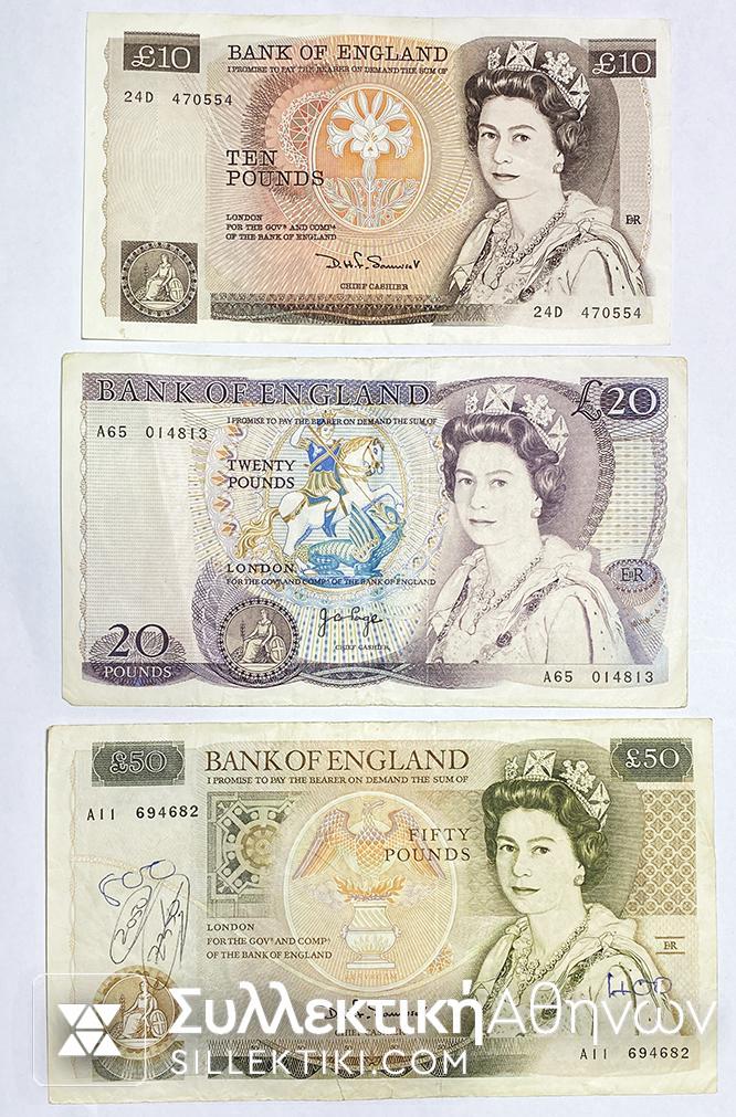 GR. BRITAIN 10-20-50 Pounds AXF